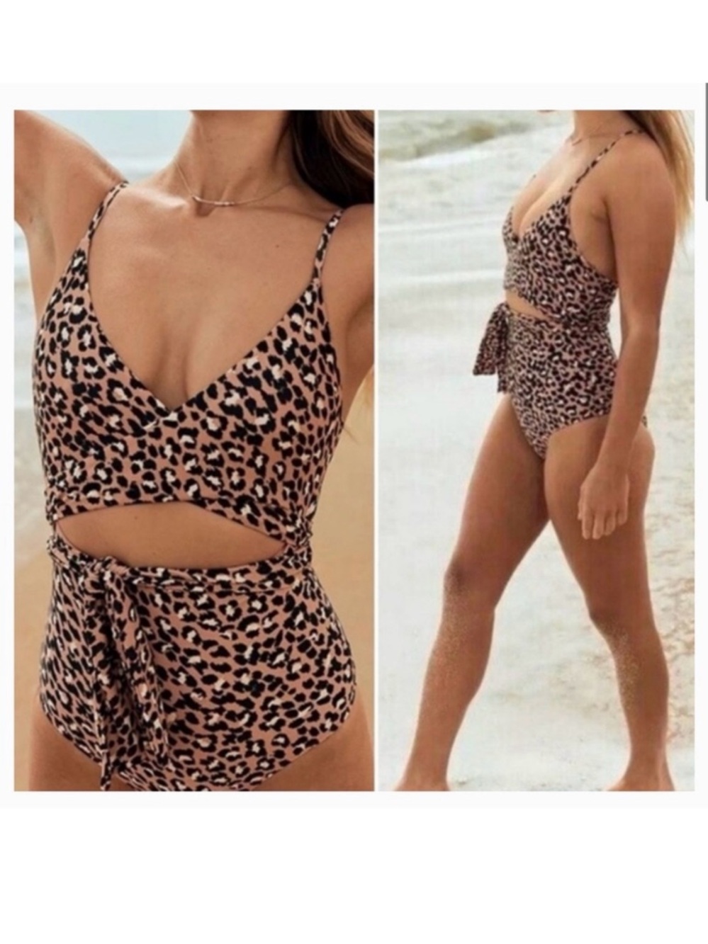 Aerie Leopard Print One-Piece
Swimsuit with Waist Tie     High Waisted